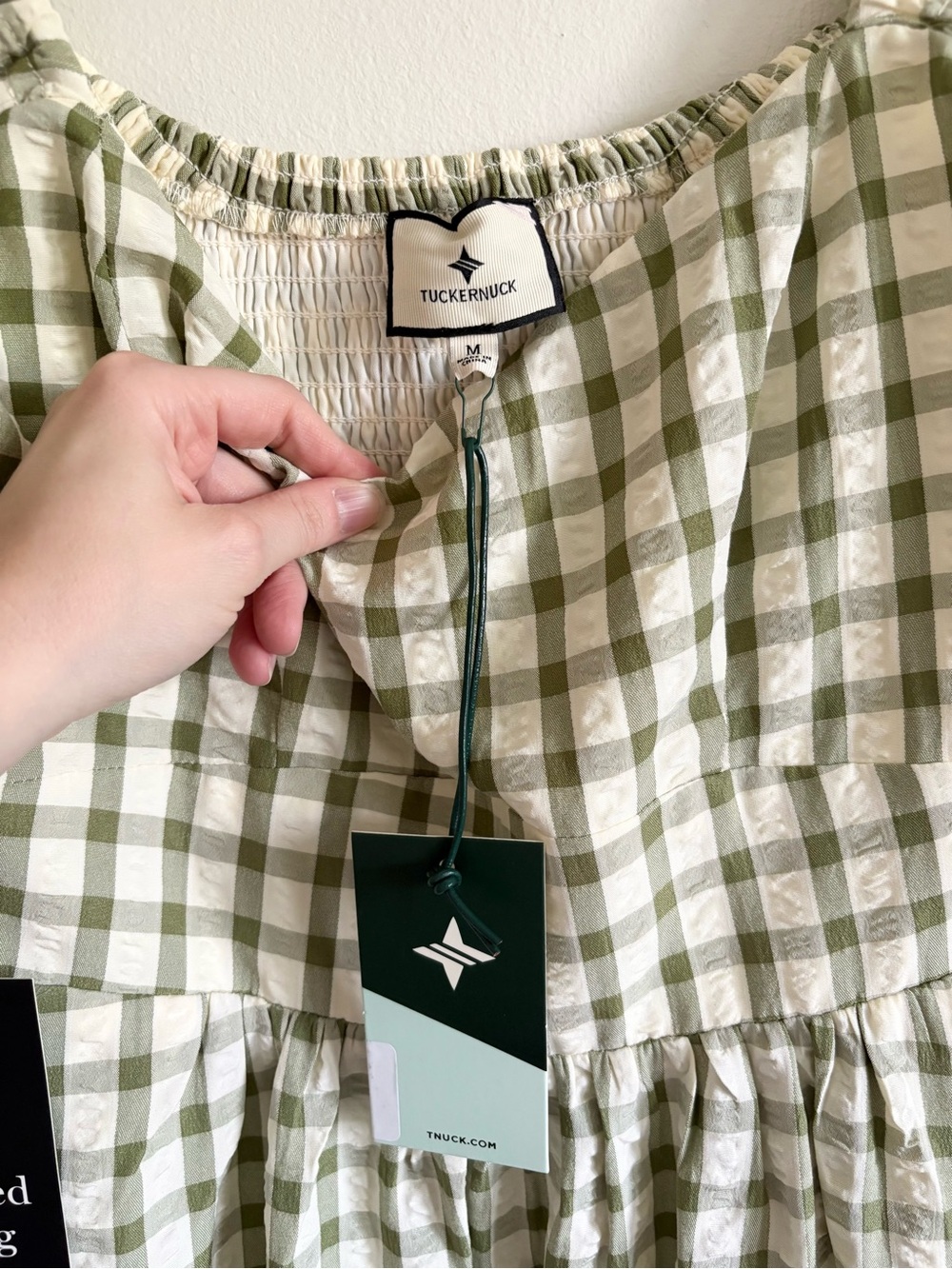 Tuckernuck Sage Gingham Seersucker Amy Dress NEW - Picture 7 of 7